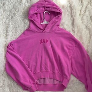 GAP Bright Pink Hooded Cropped Sweatshirt